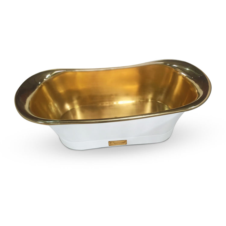 Brass Bathtub Polished Smooth Brass Inside & Matte White Outside