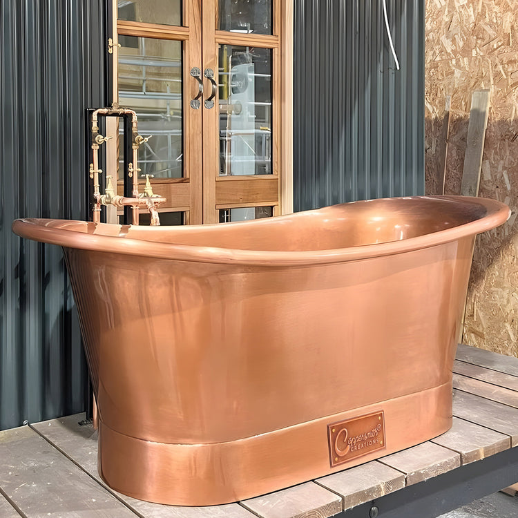 Straight Base Copper Bathtub Antique Copper Interior & Exterior