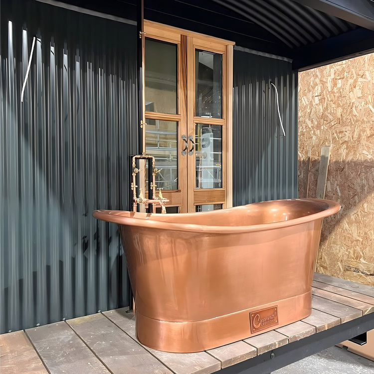 Straight Base Copper Bathtub Antique Copper Interior & Exterior