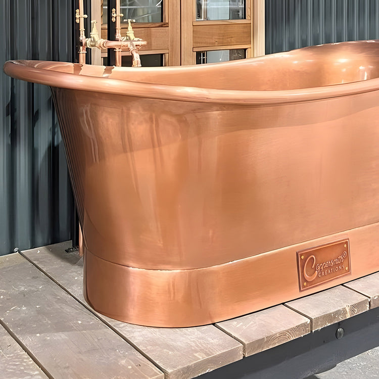 Straight Base Copper Bathtub Antique Copper Interior & Exterior