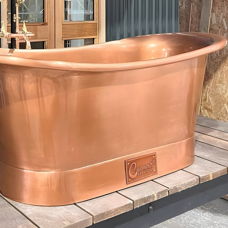 Straight Base Copper Bathtub Antique Copper Interior & Exterior