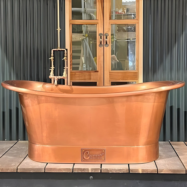 Straight Base Copper Bathtub Antique Copper Interior & Exterior