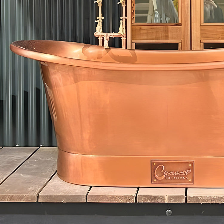 Straight Base Copper Bathtub Antique Copper Interior & Exterior