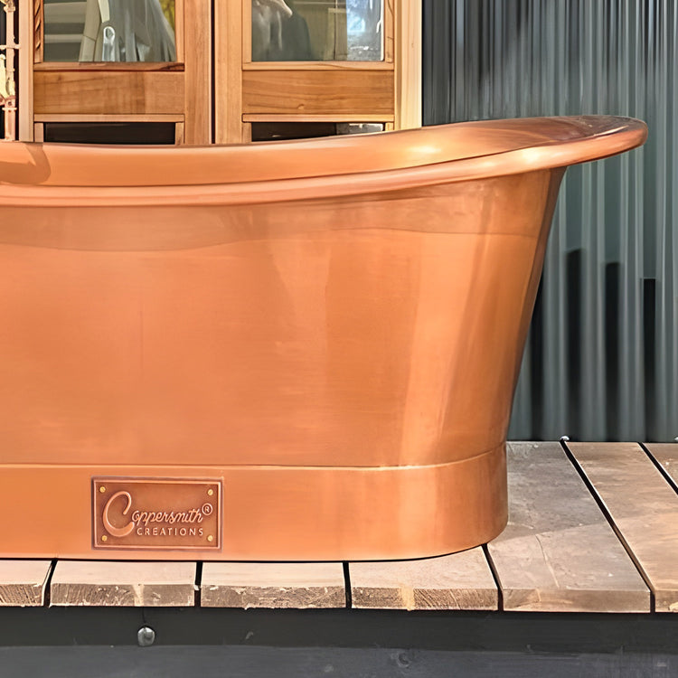 Straight Base Copper Bathtub Antique Copper Interior & Exterior