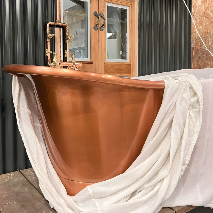 Straight Base Copper Bathtub Antique Copper Interior & Exterior