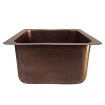 Square Copper Bar Sink Antique Hammered Undermount Sink 14" x 14" x 8"